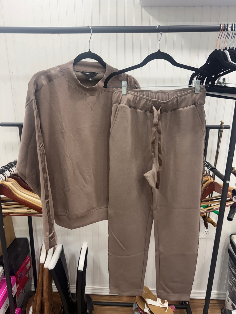 Women's Rae Mode Taupe Track Joggers Set- medium